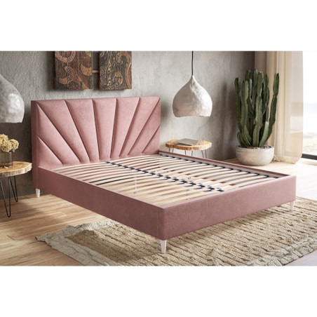 Łóżko do sypialni 160x200 LUXO 3 tapicerowane, na wysokich nogach- beżowe