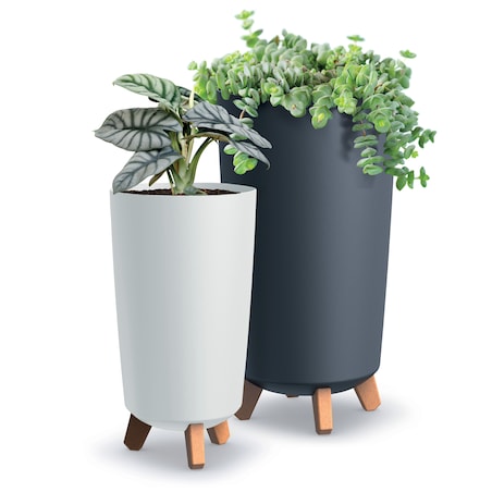 Donica Ogrodowa 23,9 Cm Na Nóżkach Wysoka Doniczka Dekoracyjna Biała