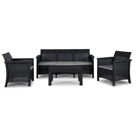 Zestaw Mebli Ogrodowych Na Taras Ogród Technorattan Czarny SAVIO