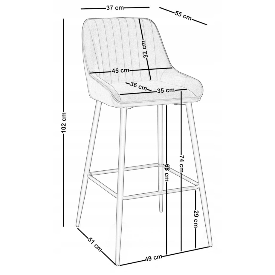 Hoker tapicerowany welurowy do salonu jadalni barowy glamour PASSO