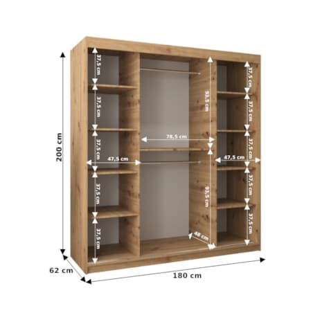 Szafa przesuwna Garderoba MARMUR T 180 gł. 62 biały