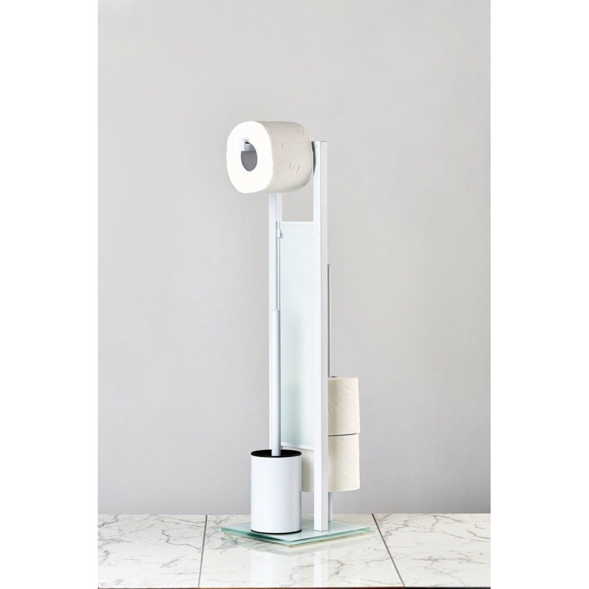 Stojak na papier toaletowy i szczotkę do WC, RIVALTA WHITE - 3 w 1 , WENKO