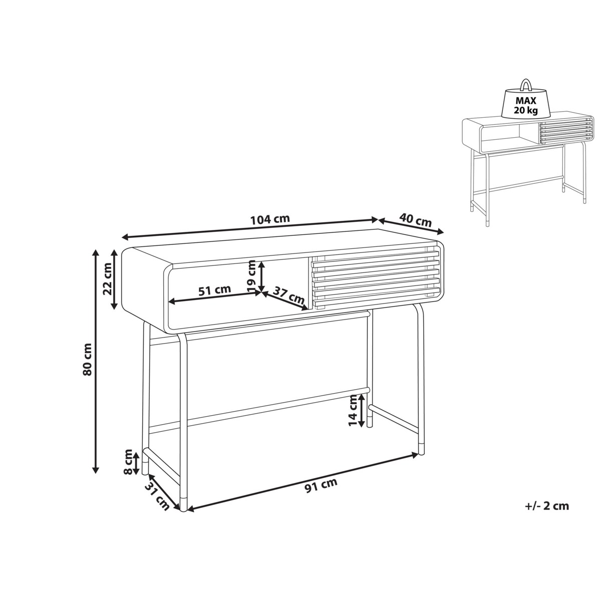 Konsola biała z ciemnym drewnem RIFLE