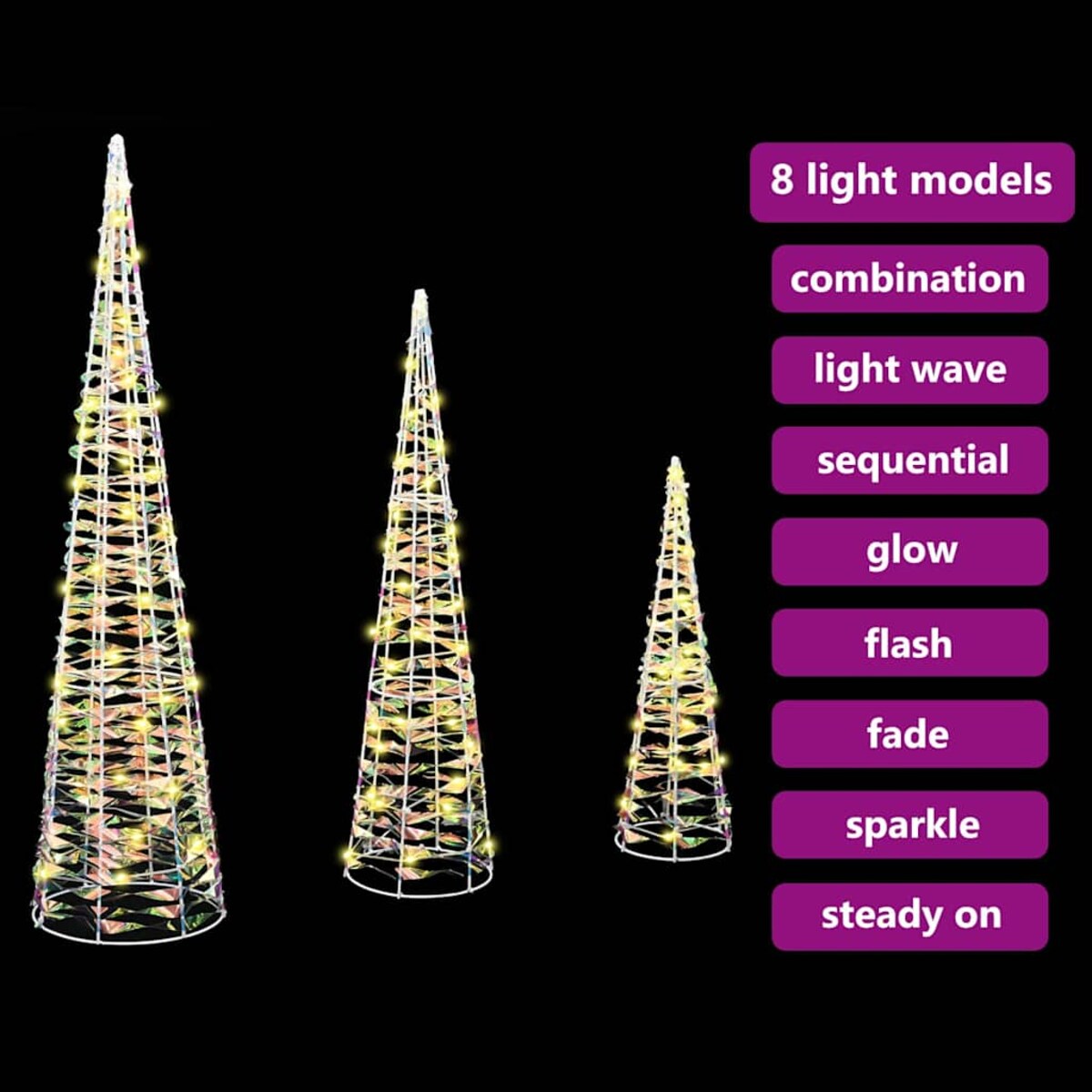 vidaXL Choinka z 90 diodami LED 3 pcs Ciepła biel 20 x 20 x 80 cm PET