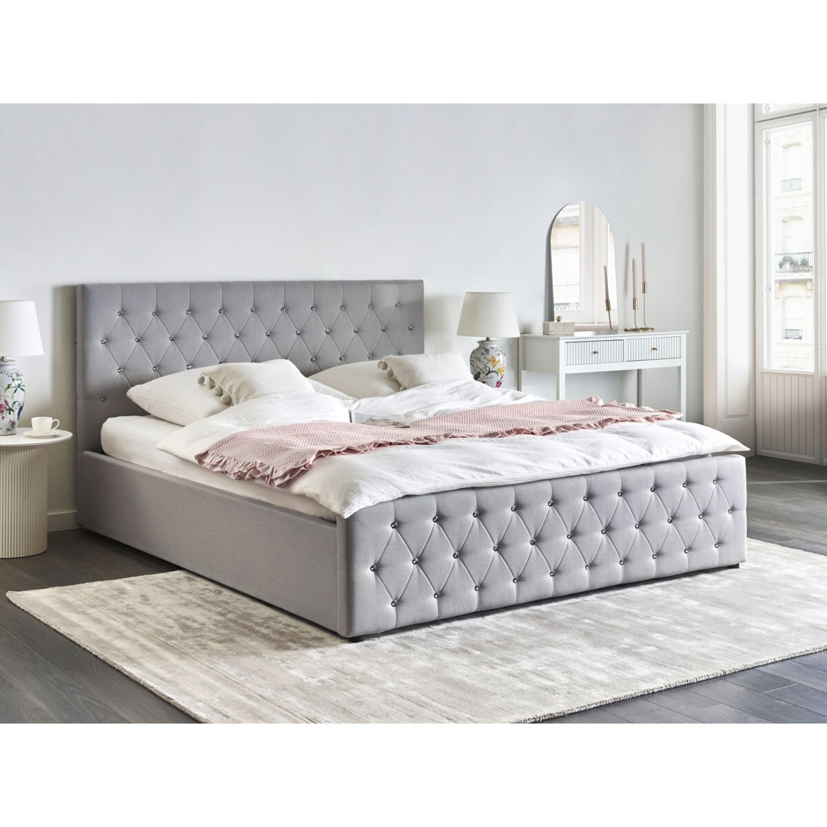 Łóżko z pojemnikiem AMIENS 180 x 200 cm Jasnoszary