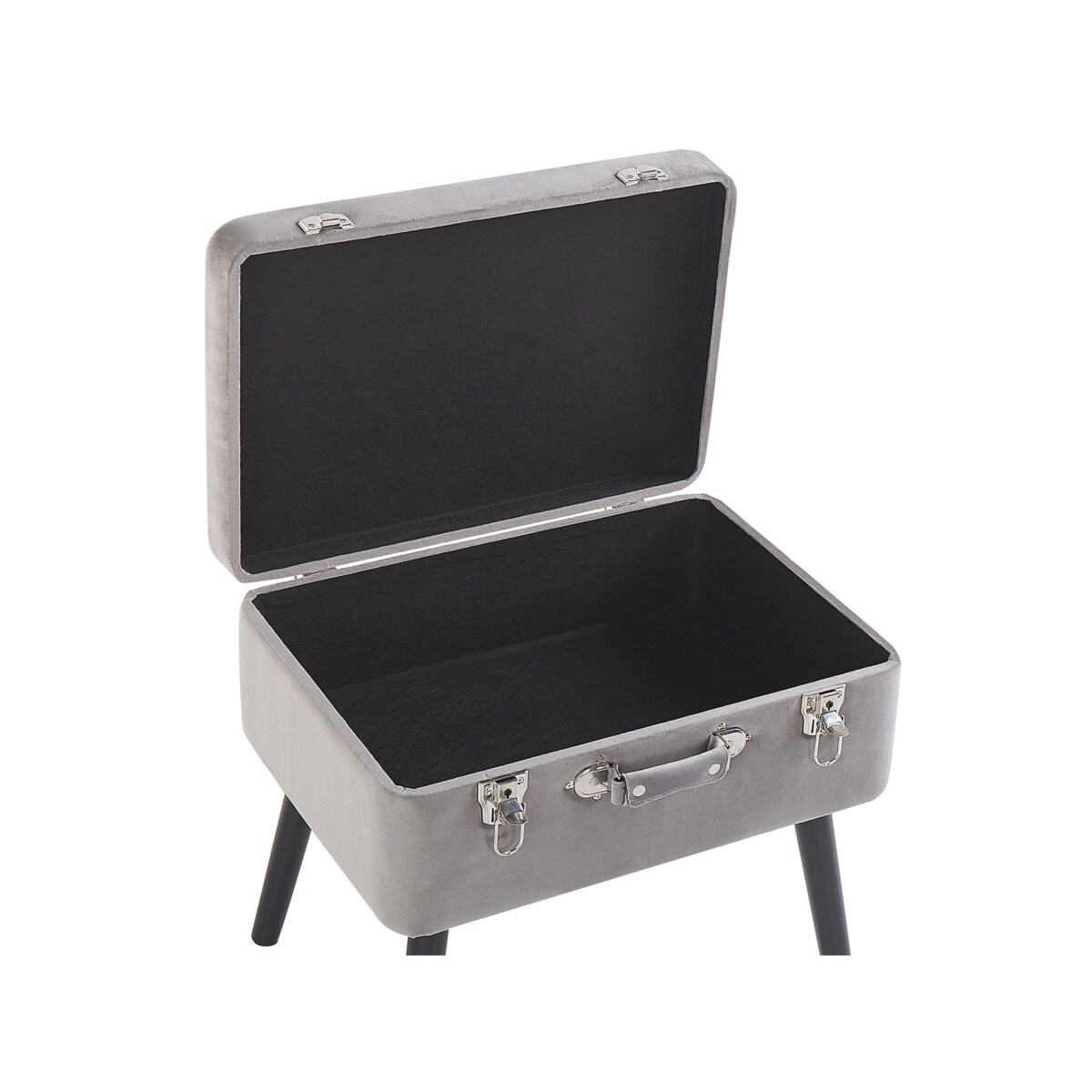 Stołek ze schowkiem welurowy szary MALLARD