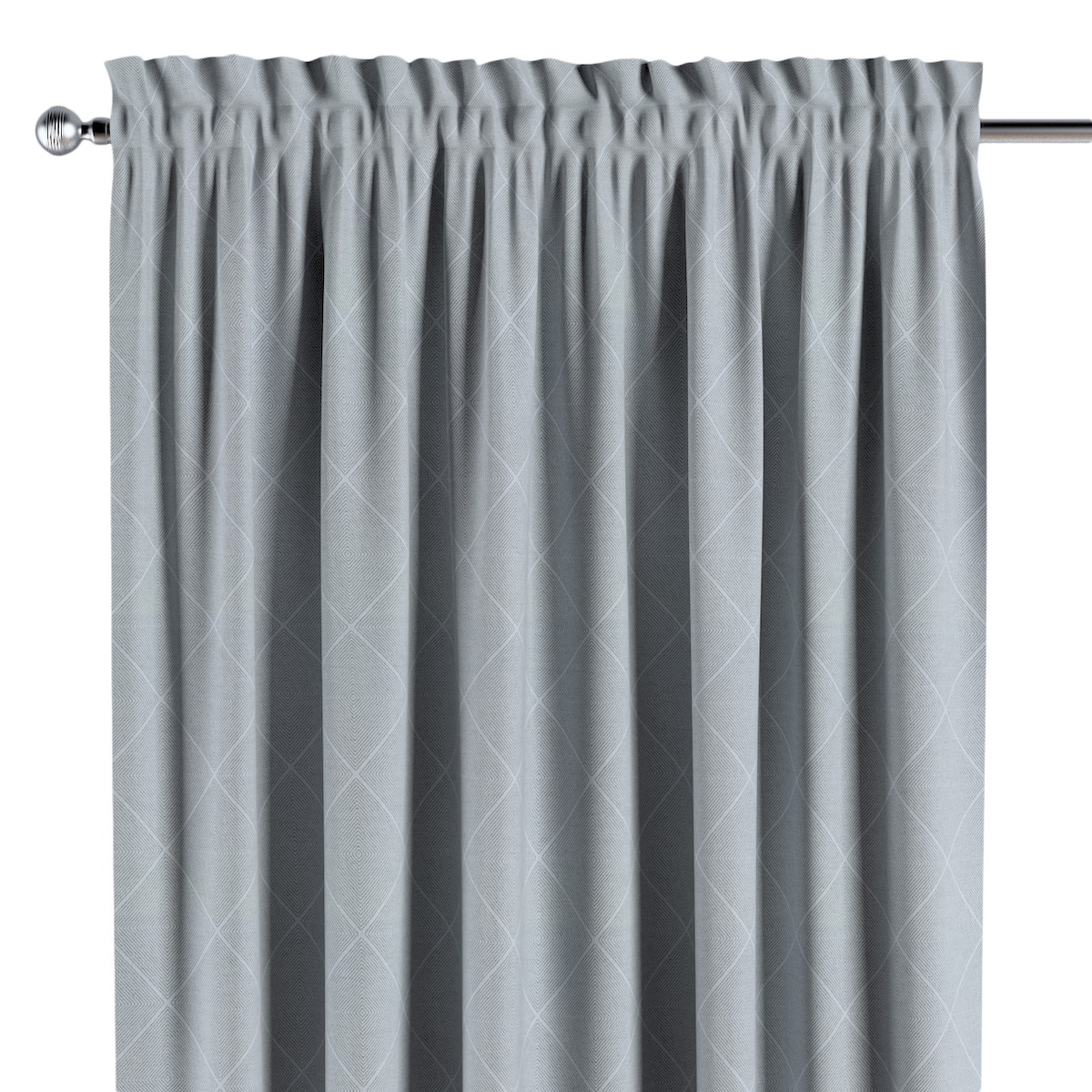 Zasłona na kanale z grzywką 1 szt. 130x260 szaro-srebrne romby