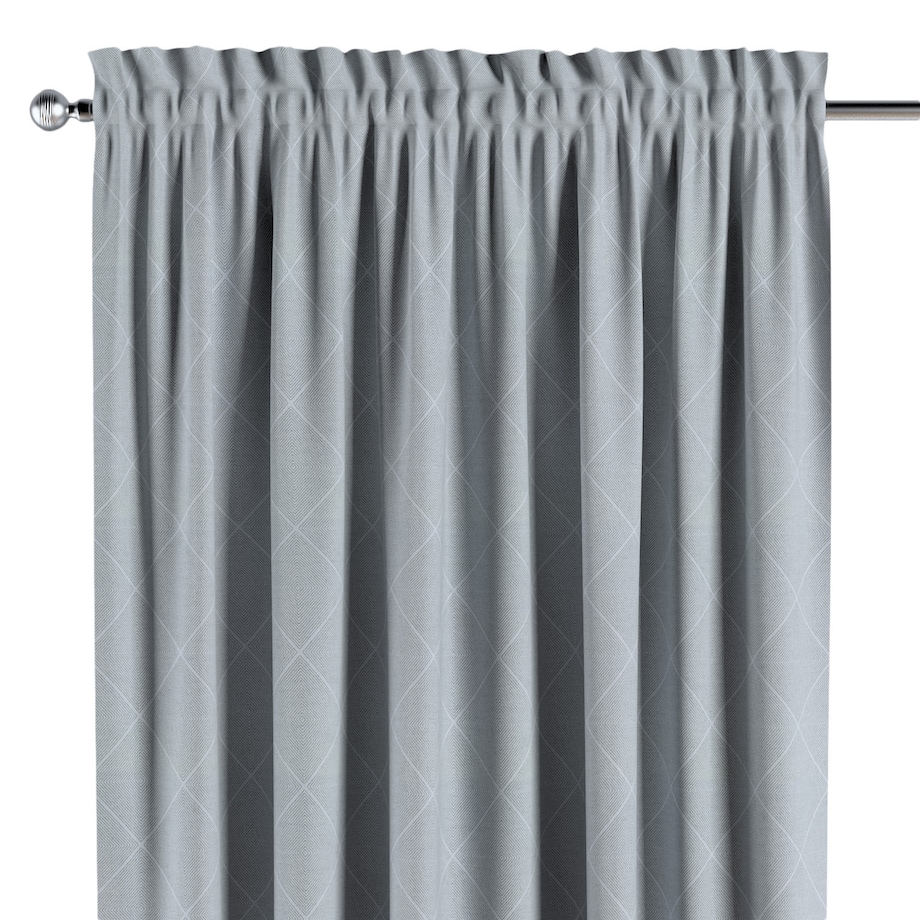 Zasłona na kanale z grzywką 1 szt. 130x260 szaro-srebrne romby