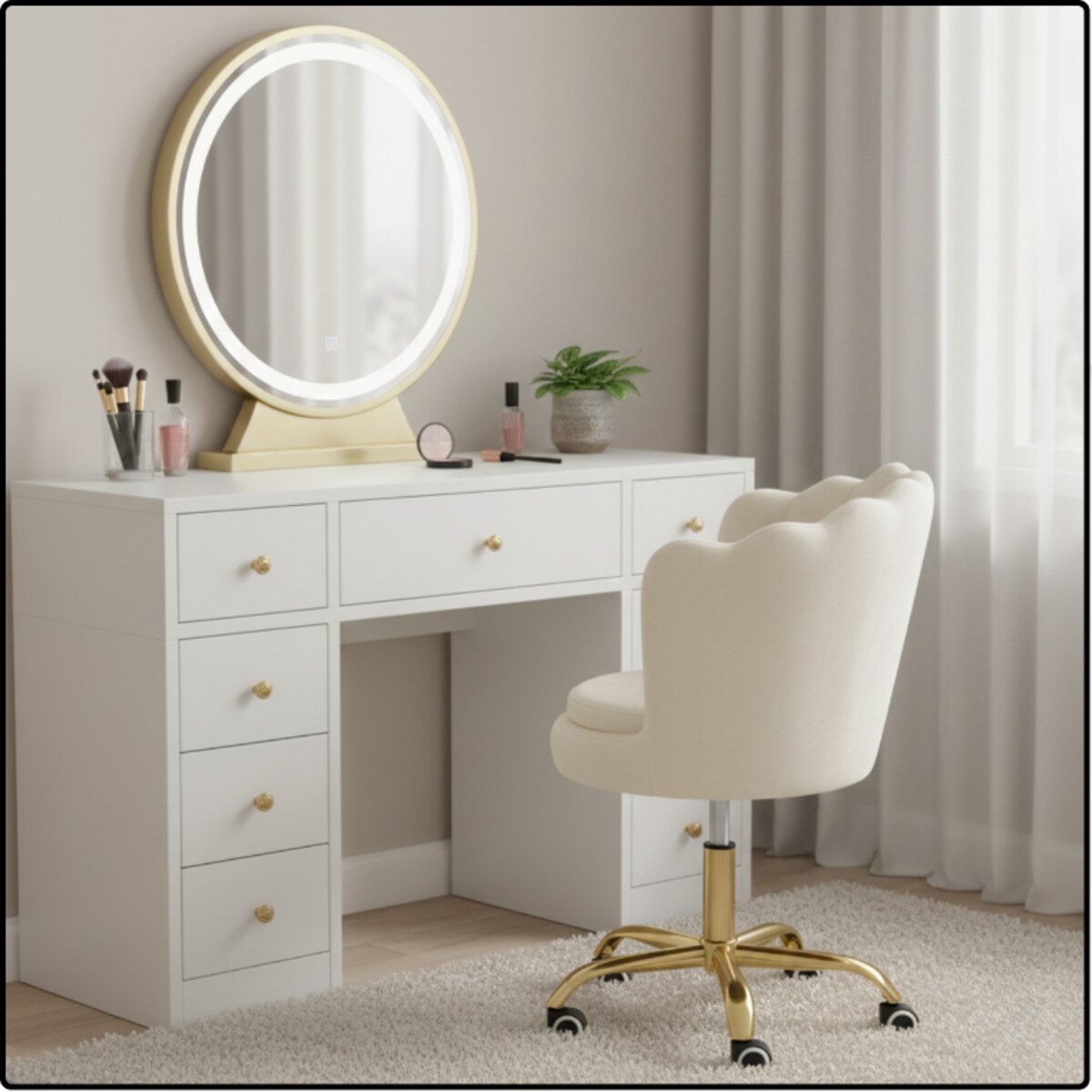 Fotel obrotowy krzesło muszelka welurowy do biurka toaletki beżowy shell