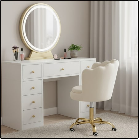 Fotel obrotowy krzesło muszelka welurowy do biurka toaletki beżowy shell