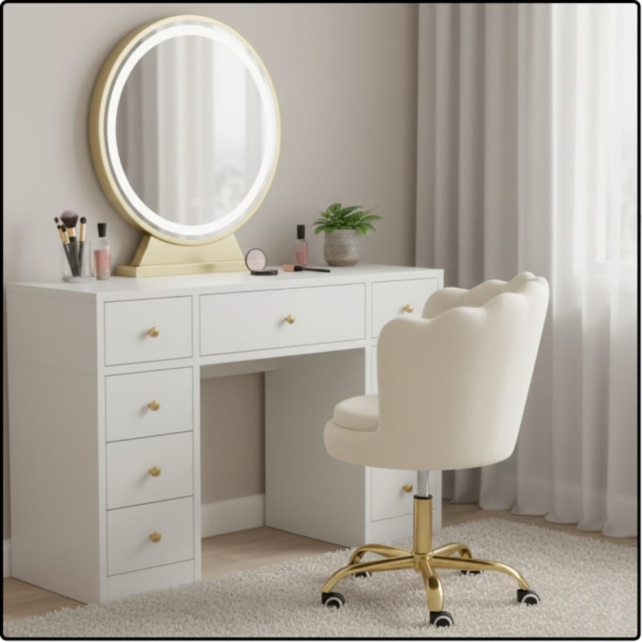 Fotel obrotowy krzesło muszelka welurowy do biurka toaletki beżowy shell