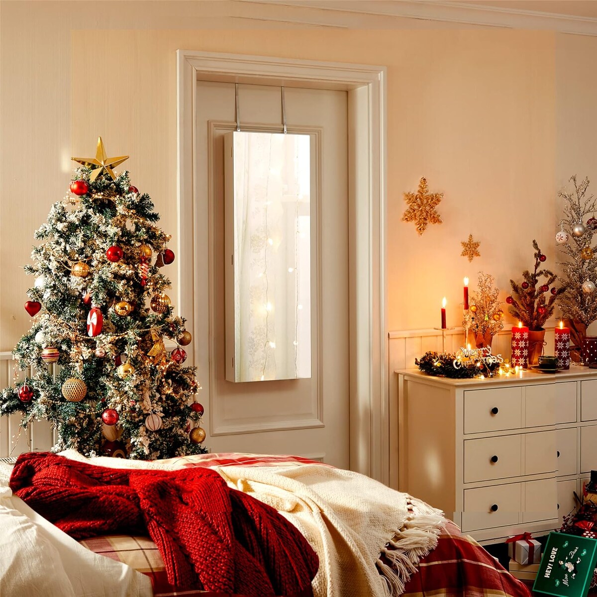 Szafka Z Lustrem Na Biżuterię 37X9,3X108 Cm Biały