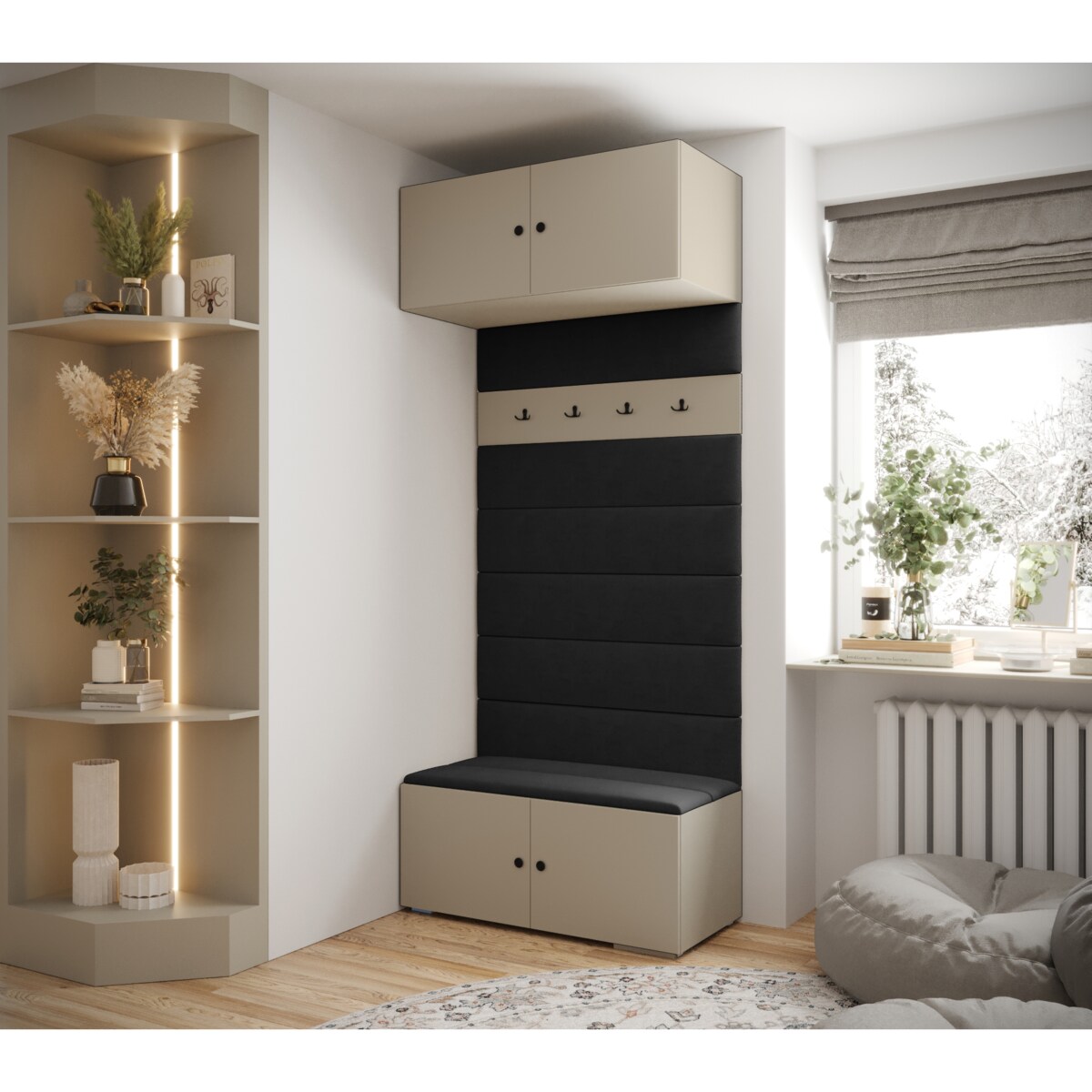 Garderoba do przedpokoju INOVA 2 kaszmir+czarny+manila18