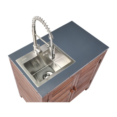 Szafka kuchenna ogrodowa ze zlewem BRUCOLI Drewno akacjowe 80 cm 50 cm Brązowy/ srebrny