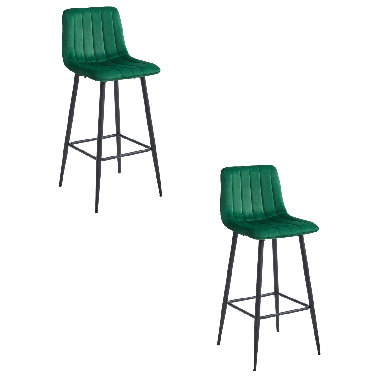 Hoker Do Jadalni Kuchni Baru Wysoki Pozza - Ciemna Zieleń Aksamit / Nogi Czarne X 2