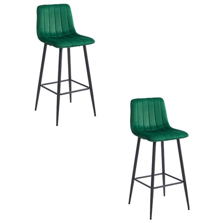 Hoker Do Jadalni Kuchni Baru Wysoki Pozza - Ciemna Zieleń Aksamit / Nogi Czarne X 2