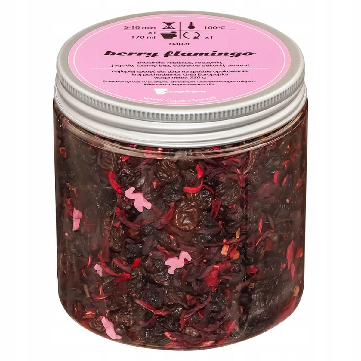 Herbata owocowa sypana Berry Flamingo o smaku leśnych jagód PREMIUM Cup&You - herbata liściasta sypana mieszanka napar susz - gotowa na prezent upominek