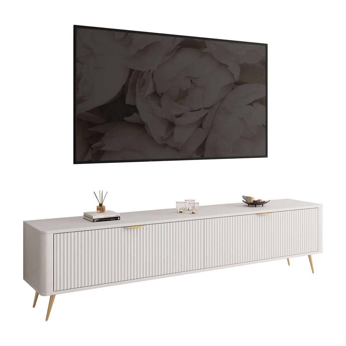 Szafka RTV SCARLETT 2D 200 cm na nóżkach beżowa