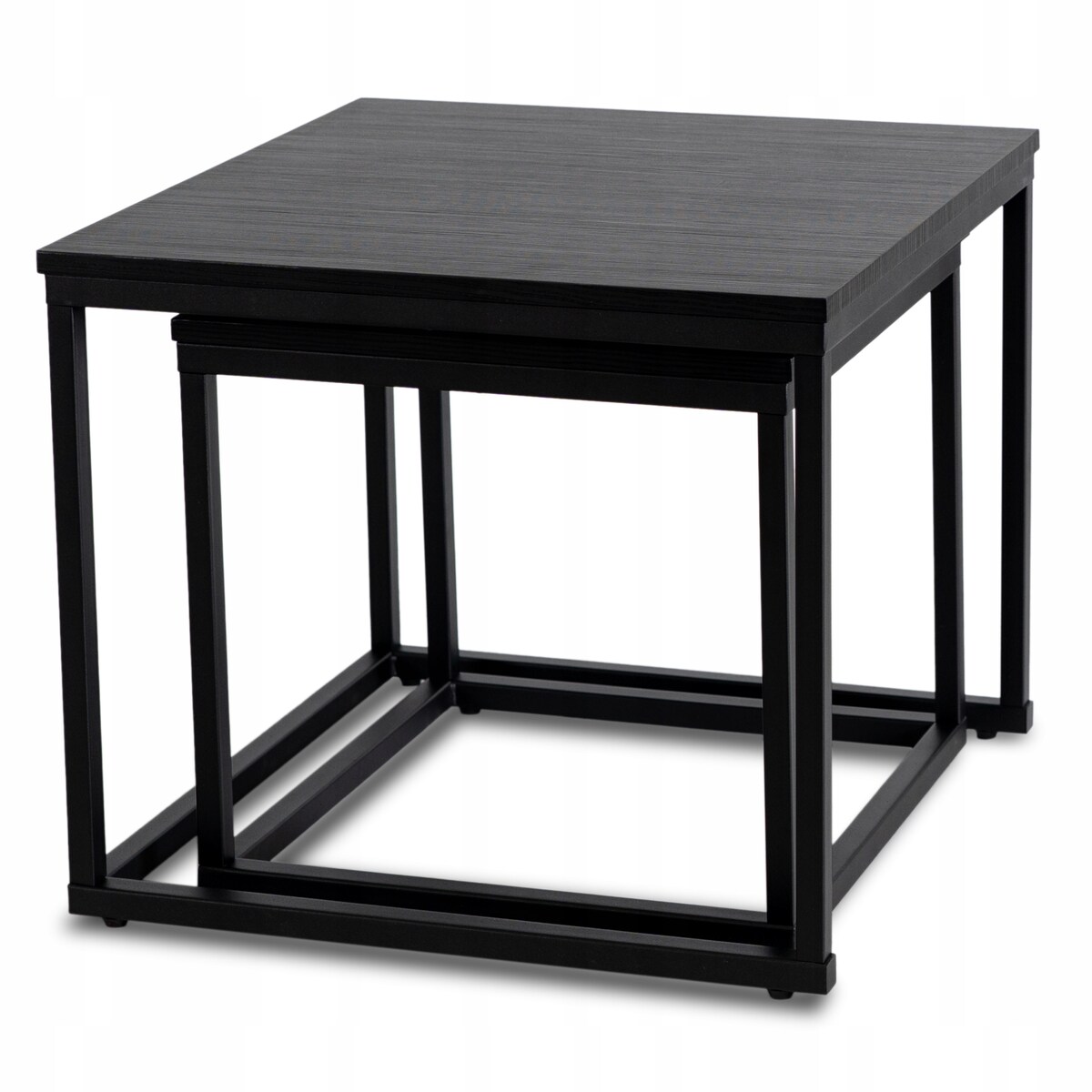 Stolik Kawowy Czarny Kwadratowy 2w1 Ława Loft Czarna Industrialna TEVET