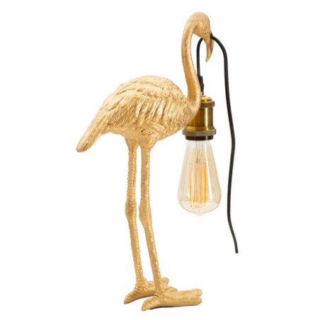 Lampa stołowa Flamingo, kolor złoty, żywica syntetyczna, 13 x 11,5 x 39,5 cm, 1 x E27, do salonu i sypialni, Mauro Ferretti