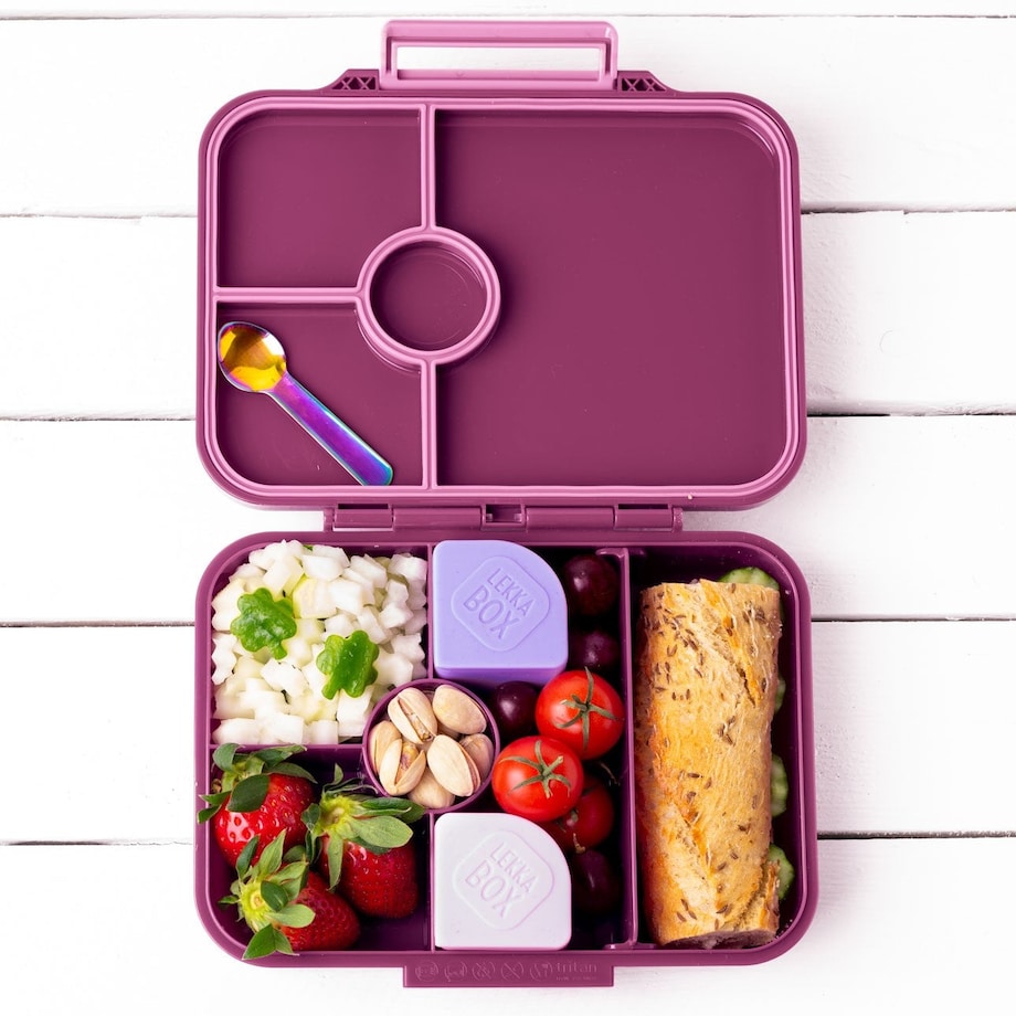 LEKKABOX CLASSIC śniadaniówka z przegródkami, Plum