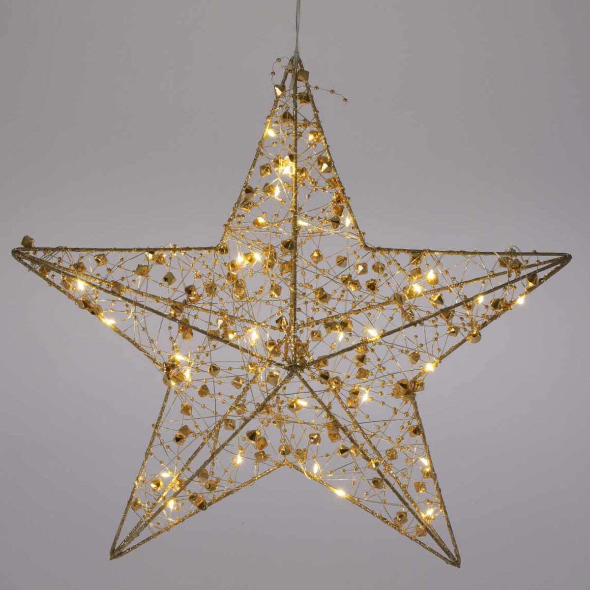 Druciana gwiazda, dekoracja wisząca z LED 30 cm