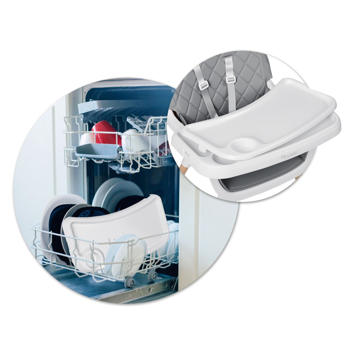 Krzesełko do karmienia dla dzieci fotelik 3w1 tacka Nukido