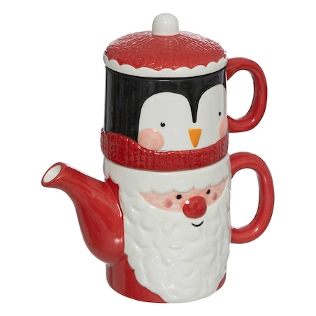 Czajnik i kubek ze świątecznym motywem, 21 cm