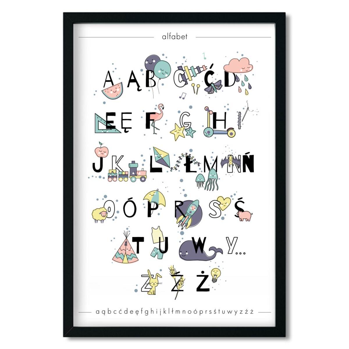 Plakat dla dzieci Alfabet pastelowy 20x30