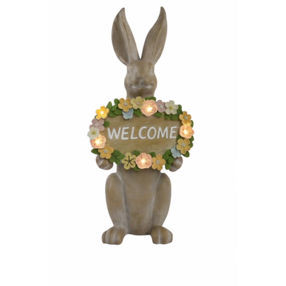 Dekoracja - ceramiczny królik tablicą LED 77x32x26 cm WELLCOME