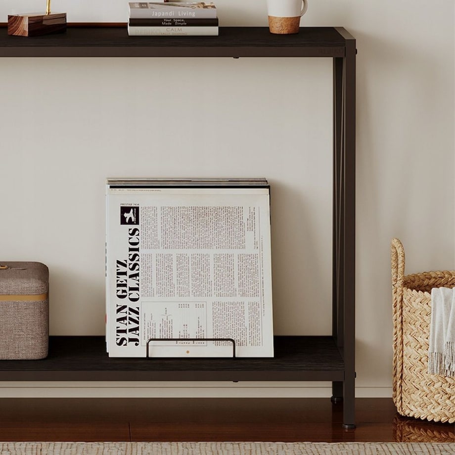 Stół ciemny brąz konsola przedpokój stolik boczny z półką pojemny wysoki 76