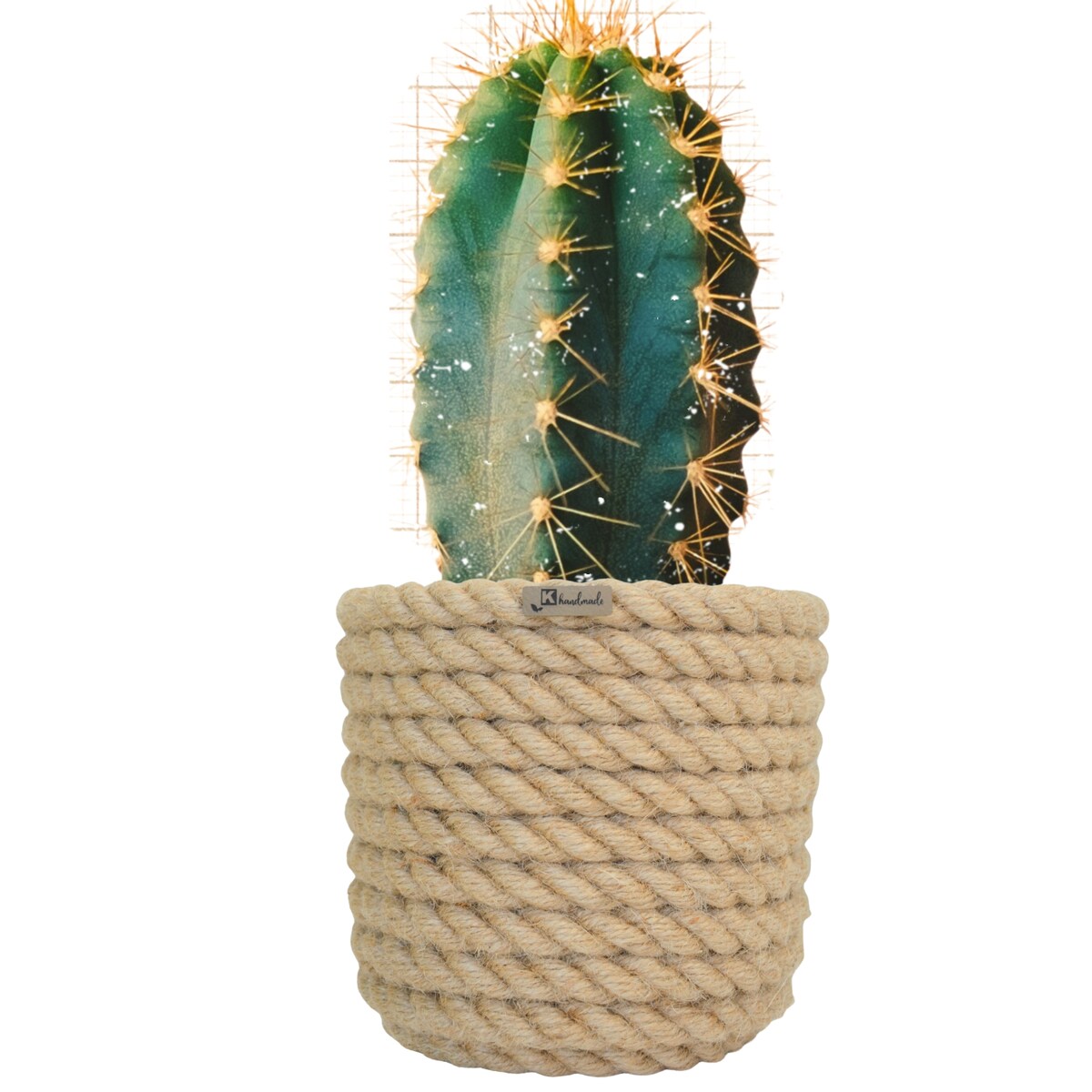 15 BOHO jutowa osłonka na doniczkę koszyk naturalny lina z trawy plecionej JUTA styl skandynawski etno loft wzór 15/210