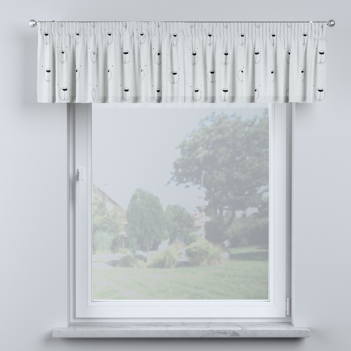 Lambrekin na taśmie marszczącej 260x40 ecru-czarny