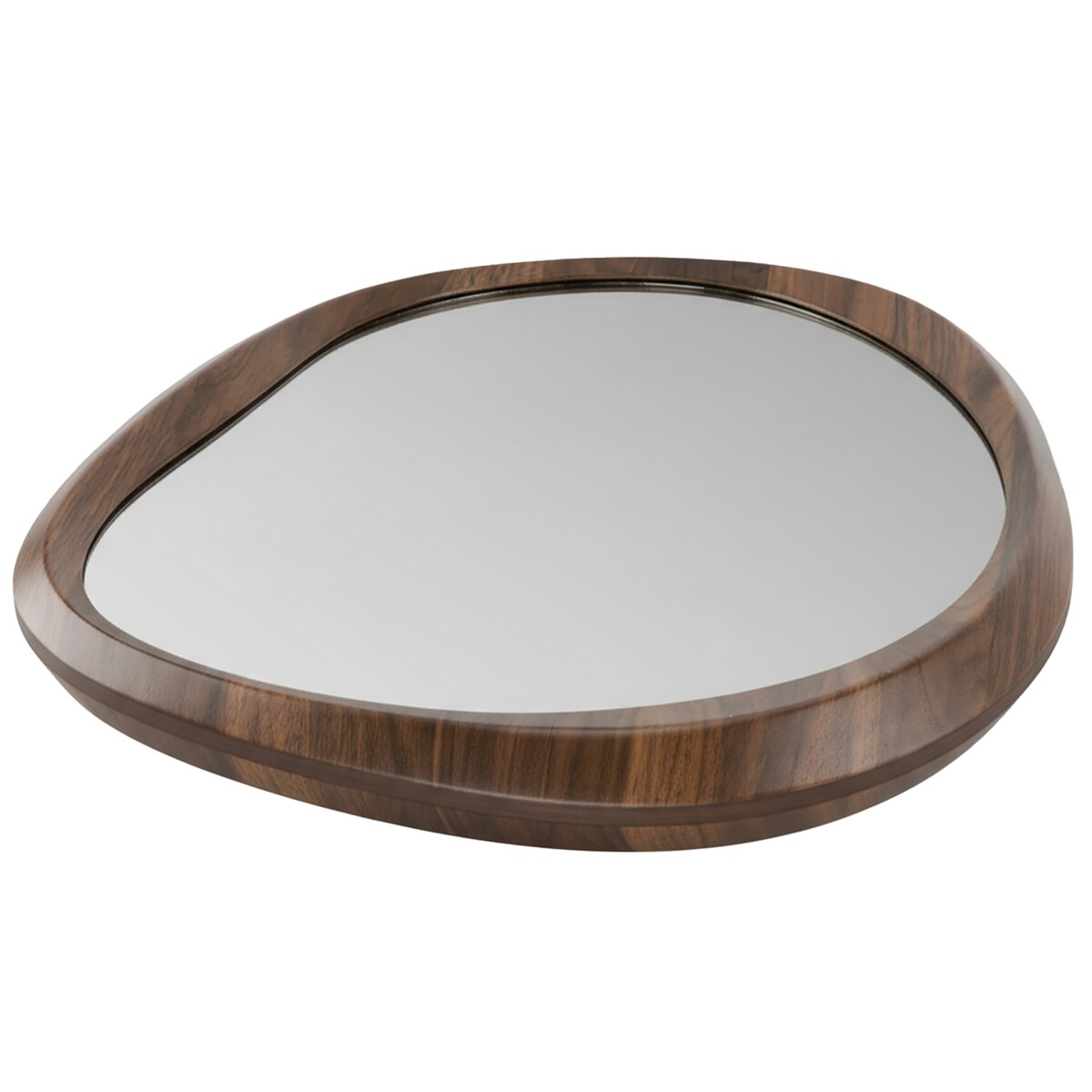 Lustro Organiczne Nowoczesne Rama Efekt Drewna Brązowe 38X55 Cm