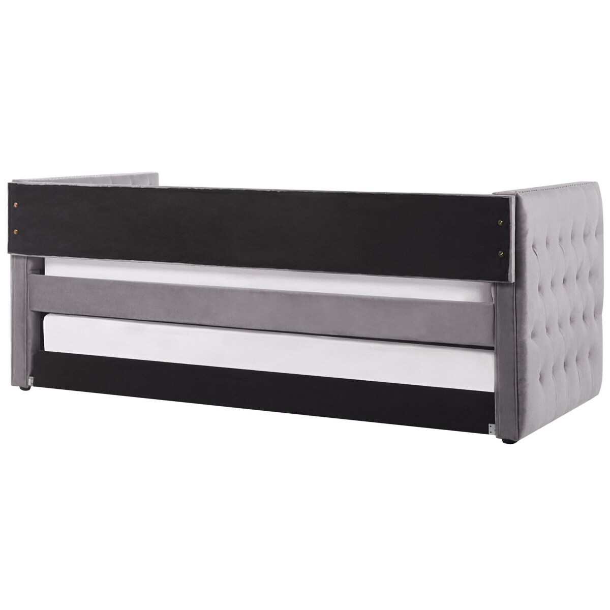 Łóżko wysuwane welurowe 90 x 200 cm szare GASSIN