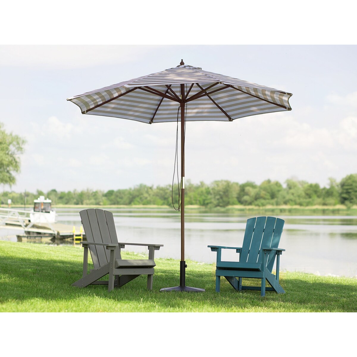 Parasol ogrodowy ⌀ 260 cm beżowo-biały FERENTILLO