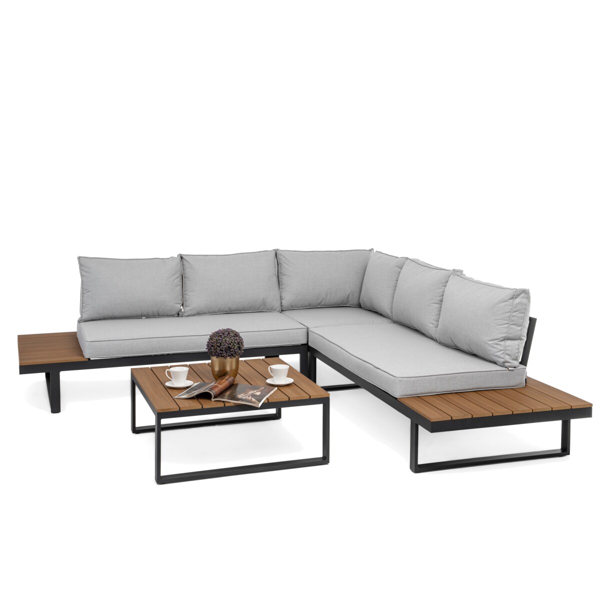 Meble ogrodowe narożnik nowoczesny aluminium MALE szare