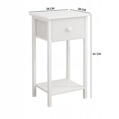 Stolik nocny komoda szafka z szufladą półką biały do sypialni salonu 38 cm