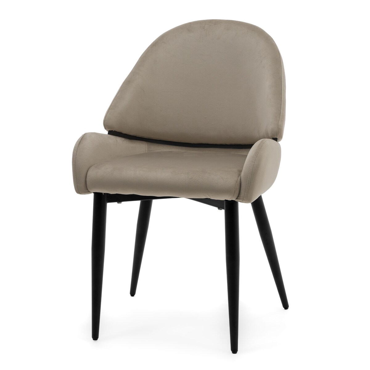 Krzesło tapicerowane welurowe do salonu BERGAMO ciemnobeżowe