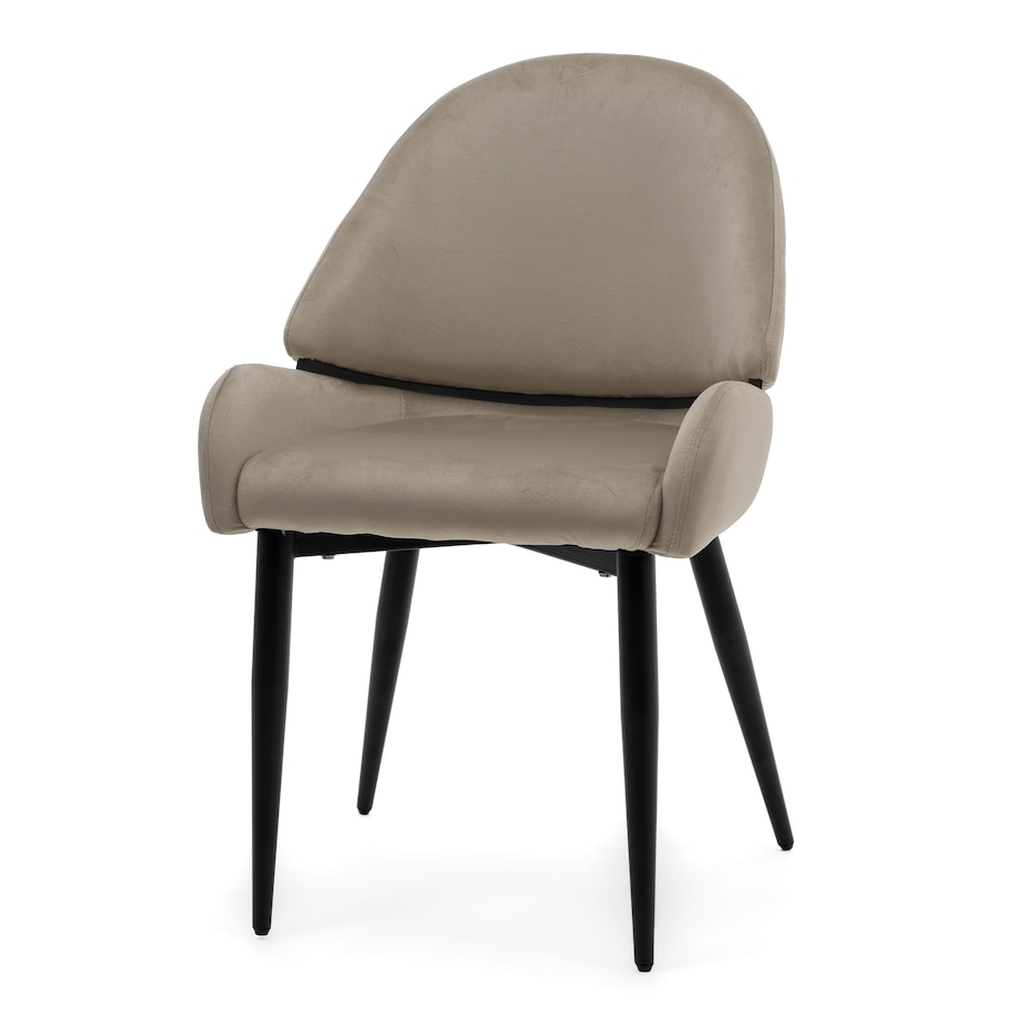 Krzesło tapicerowane welurowe do salonu BERGAMO ciemnobeżowe