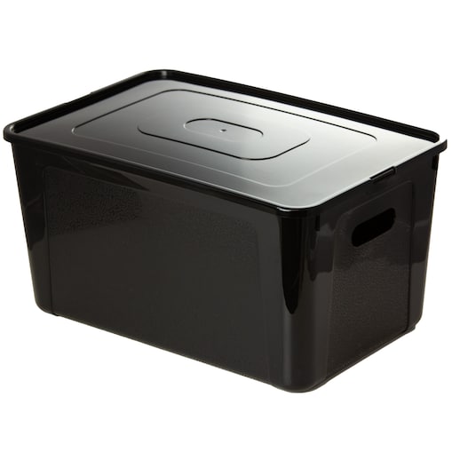 Pojemnik Pudło Plastikowe 39X26X20.5 Cm 20 L Z Pokrywą Do Przechowywania Czarne