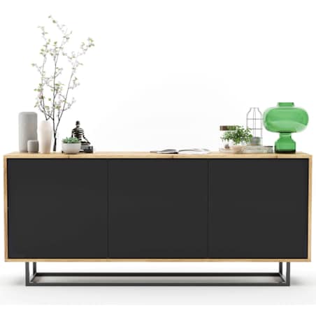 Komoda Loft Szafka RTV Industrialna Dąb Wotan Czarny MAT 168 cm