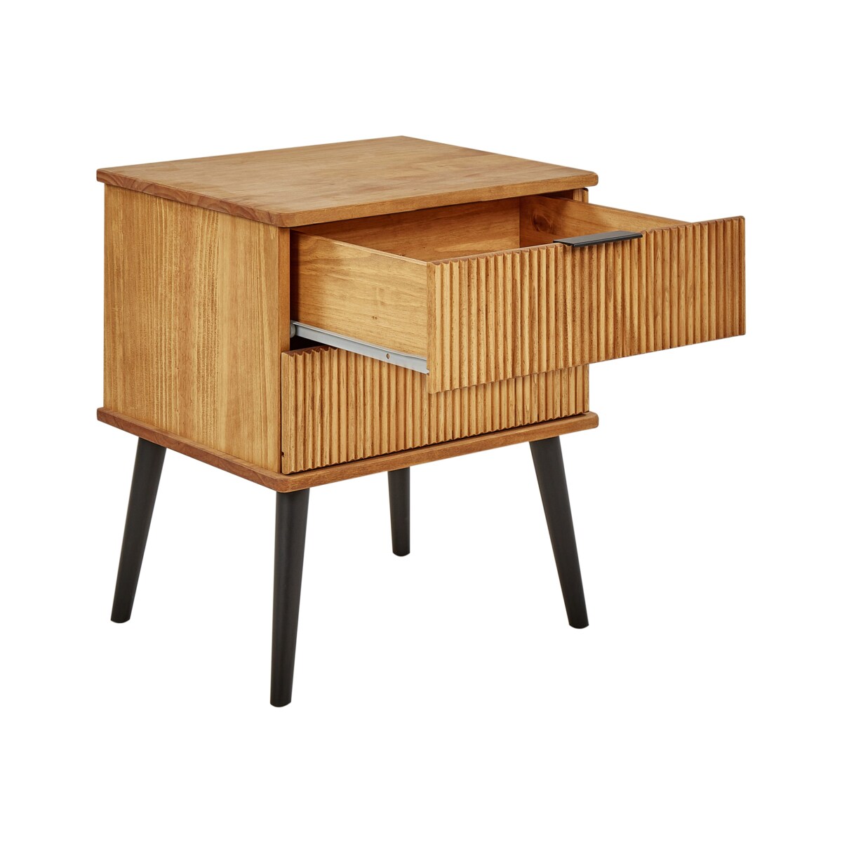 Szafka nocna 2 szuflady TIMMINS Drewno sosnowe Brązowy