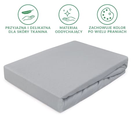 Prześcieradło z bawełny jersey z gumką 200x220 kolor popiel PREMIUM