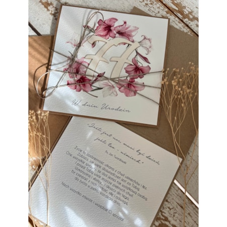 Wyjątkowa ręcznie robiona kartka życzenia na 77 urodziny - pomysł na prezent - najpiękniejsze życzenia od serca