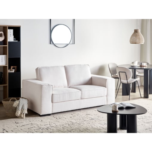 Sofa 2-osobowa sztruksowa biała VIKRAN