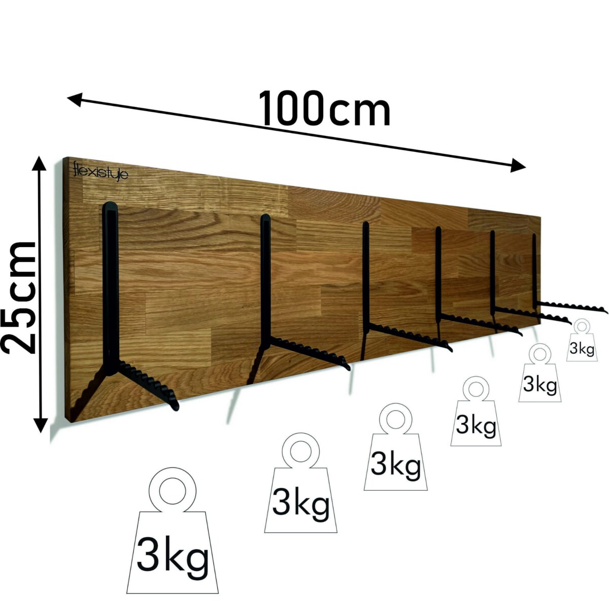 Wieszak na Ubrania Dębowy 25x100cm dębowy