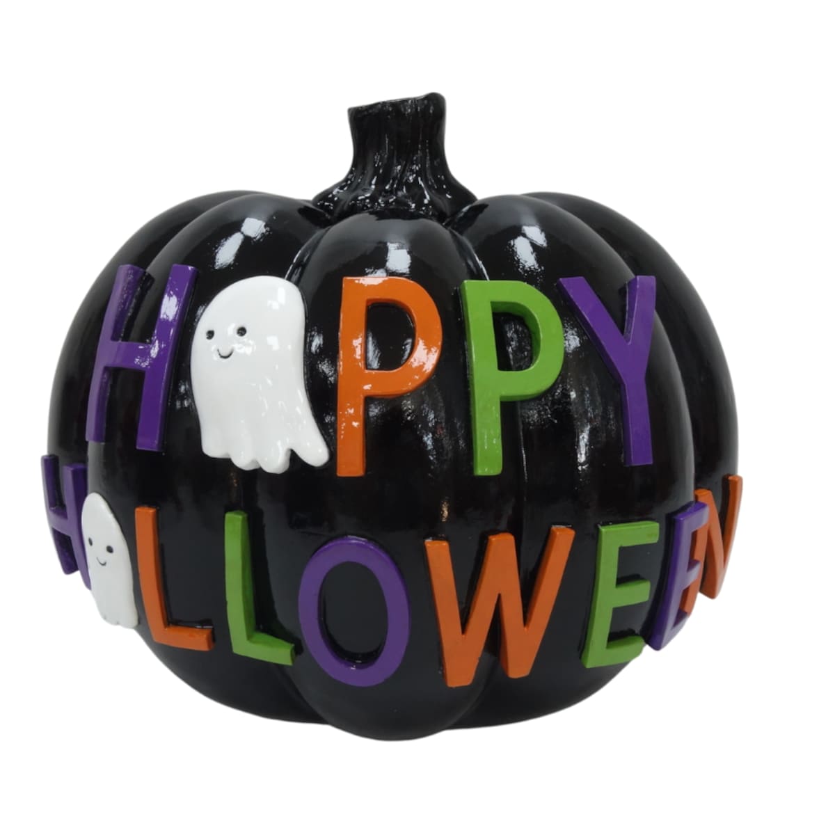 Dekoracja - dynia 21x24x18,5 cm HAPPY HALLOWEEN czarna