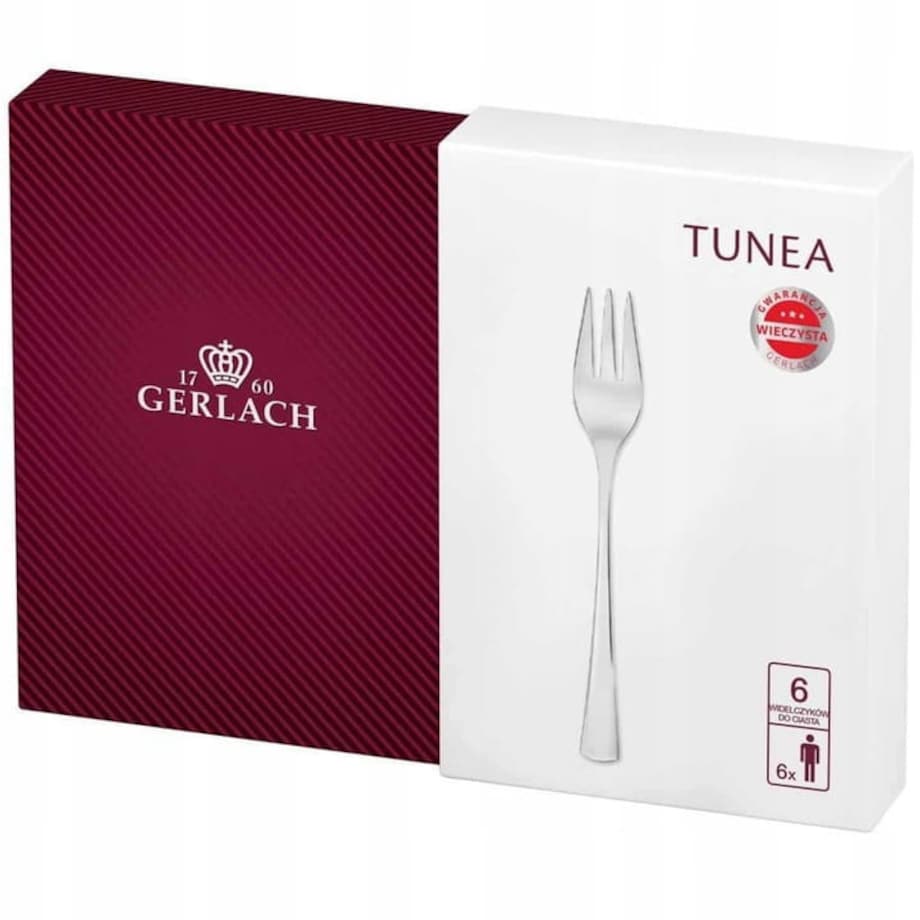 GERLACH KOMPLET WIDELCZYKI DO CIASTA TORTU TUNEA SREBRNY POŁYSK 6SZTUK