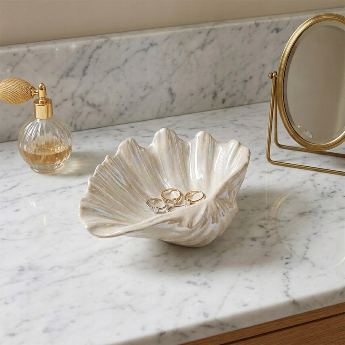 FIGURKA MUSZLA MARYNISTYKA RAFA KORALOWA CERAMICZNA DEKORACYJNA MUSZELKA